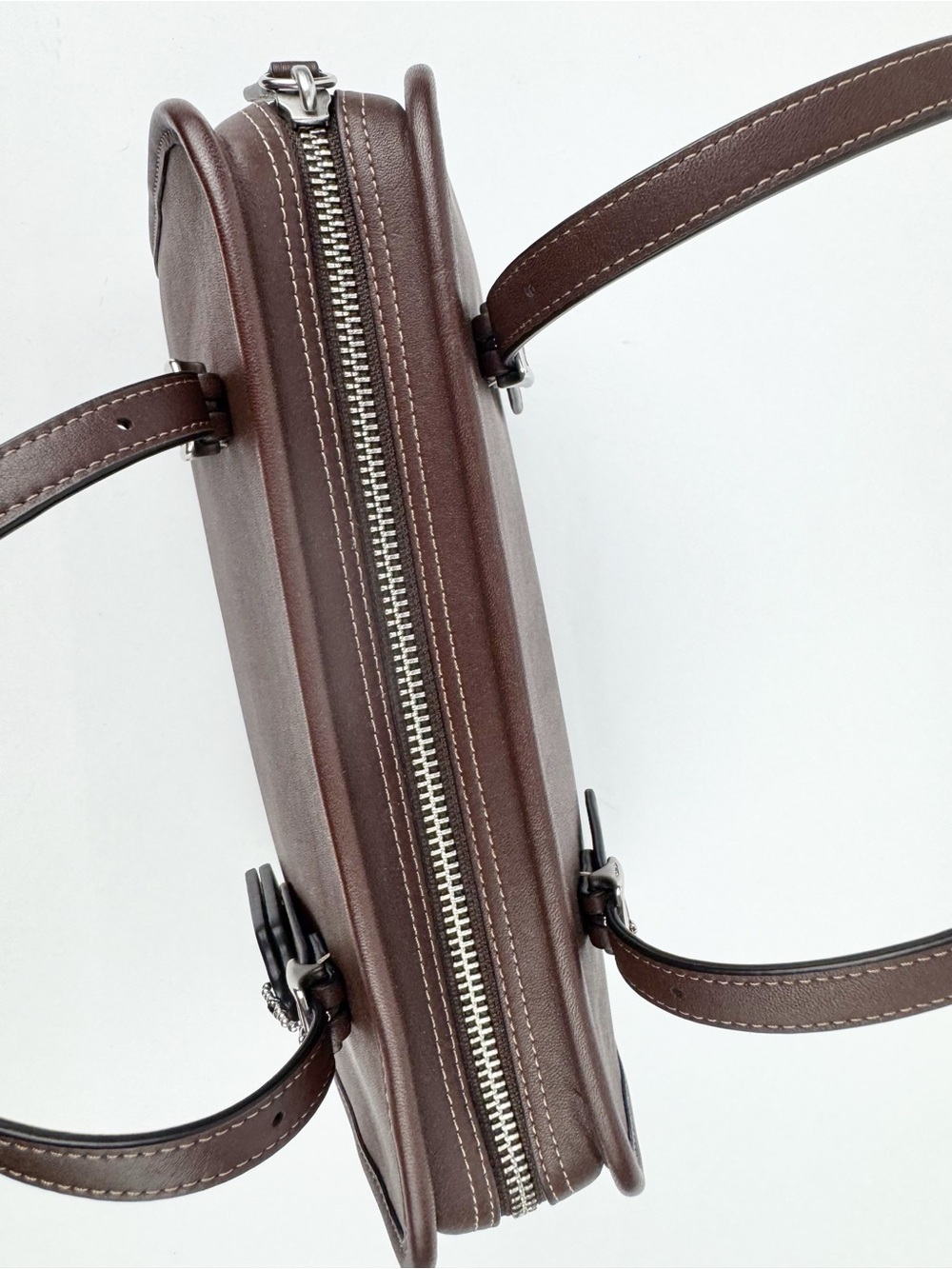 Coach Swing Zip Mahogany Brown Leather Shoulder Bag Re-Edition CM565 - Picture 6 of 9